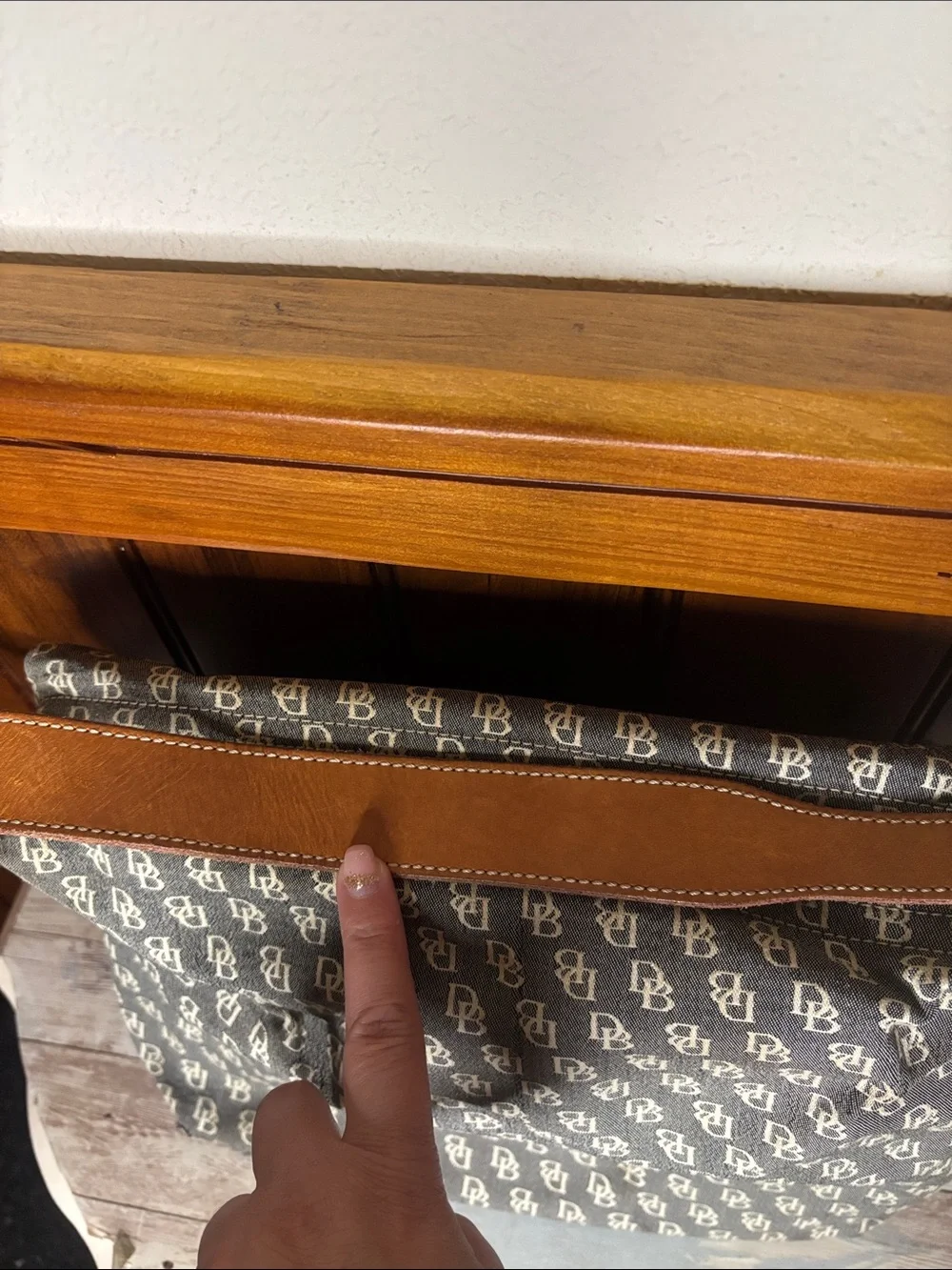 DOONEY & BOURKE AUTHENTIC Monogram Shoulder Bag / Leather Strap & Detail